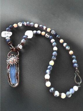 TERRA GEMMS Vault Series Sodalite & Quartz Pendant Necklace with Copper Accents